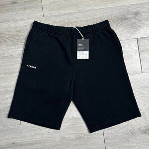Sample BNWT Afends - Razor - Unisex Organic Black Sweat Shorts - Size Medium